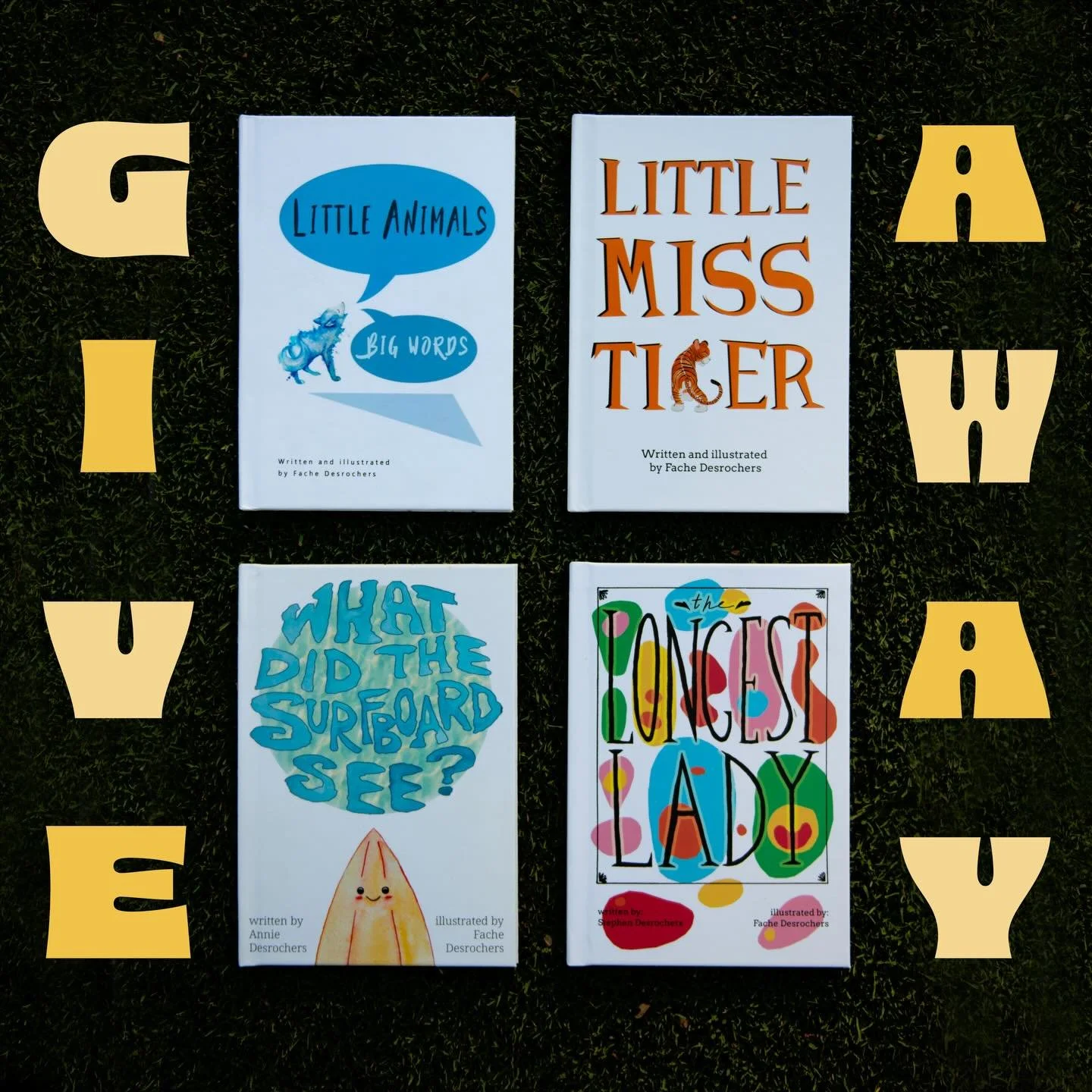 Book quad GIVEAWAY! 
Win a FREE set of all 4 of my kids&rsquo; books.

⭐️To enter:

-Follow me @fachedesrochers 
-Like this post
-Tag a friend in the comments (1 tag = 1 entry)
-Add this post to your story for 1 bonus entry 

⭐️Winners:

-Giveaway cl