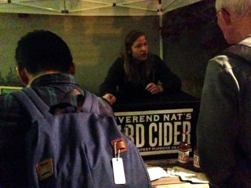 Grant from Reverend Nat’s Hard Cider poured cider on the rooftop all night long. Nat West of Reverend Nat’s Hard Cider’s is my very, very, very favorite hard cider maker.