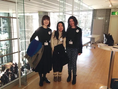 Etusyo Okajima (moderator), Mai Oyama (translator) and me before my F3 talk.