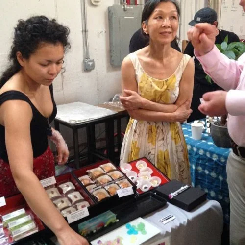 The lovely Gena Renaud of Yume Confections. Her wagashi are so beautiful you almost don’t want to eat them. You can get them at the Portland Japanese Garden’s Umami Cafe and watch her make them on the Portland Bizarre Foods episode +++