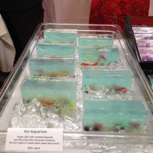 Not a great photo of Gena’s gorgeous entirely edible “koi aquariums” http://www.yumeconfections.com/