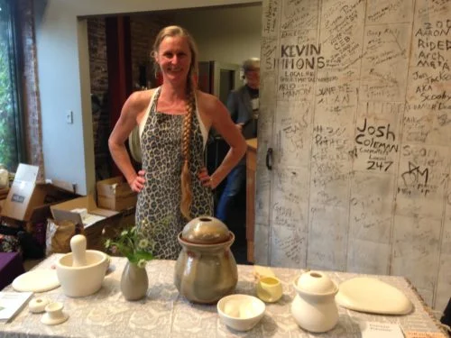 Careen Stoll is another tried and true festival friend. Every year she brings her beautiful hand thrown porcelain crocks that you can purchase at various galleries and shops around town.