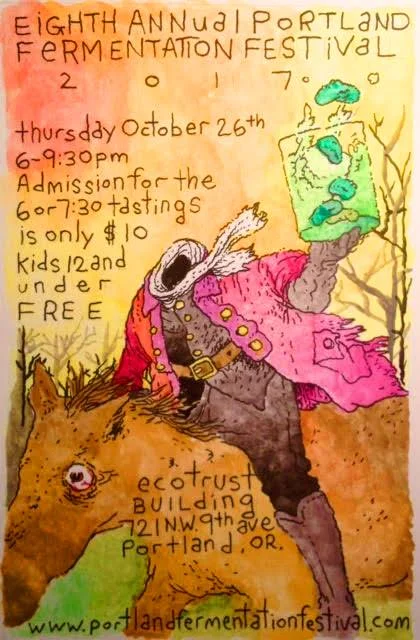 This year's festival poster that the talented artist Tim Root designed for us -- as he does every year. Headless Horseman!!