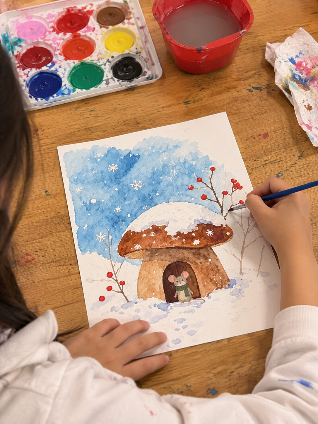 Painting a Mushroom House Winter Scene.png