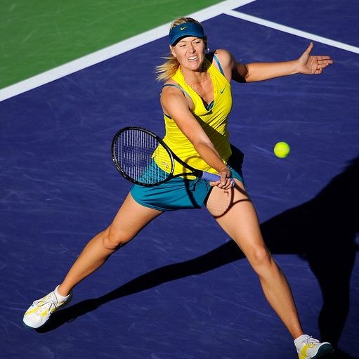 Maria Sharapova forehand volley technique at Indian Wells 2010.JPG