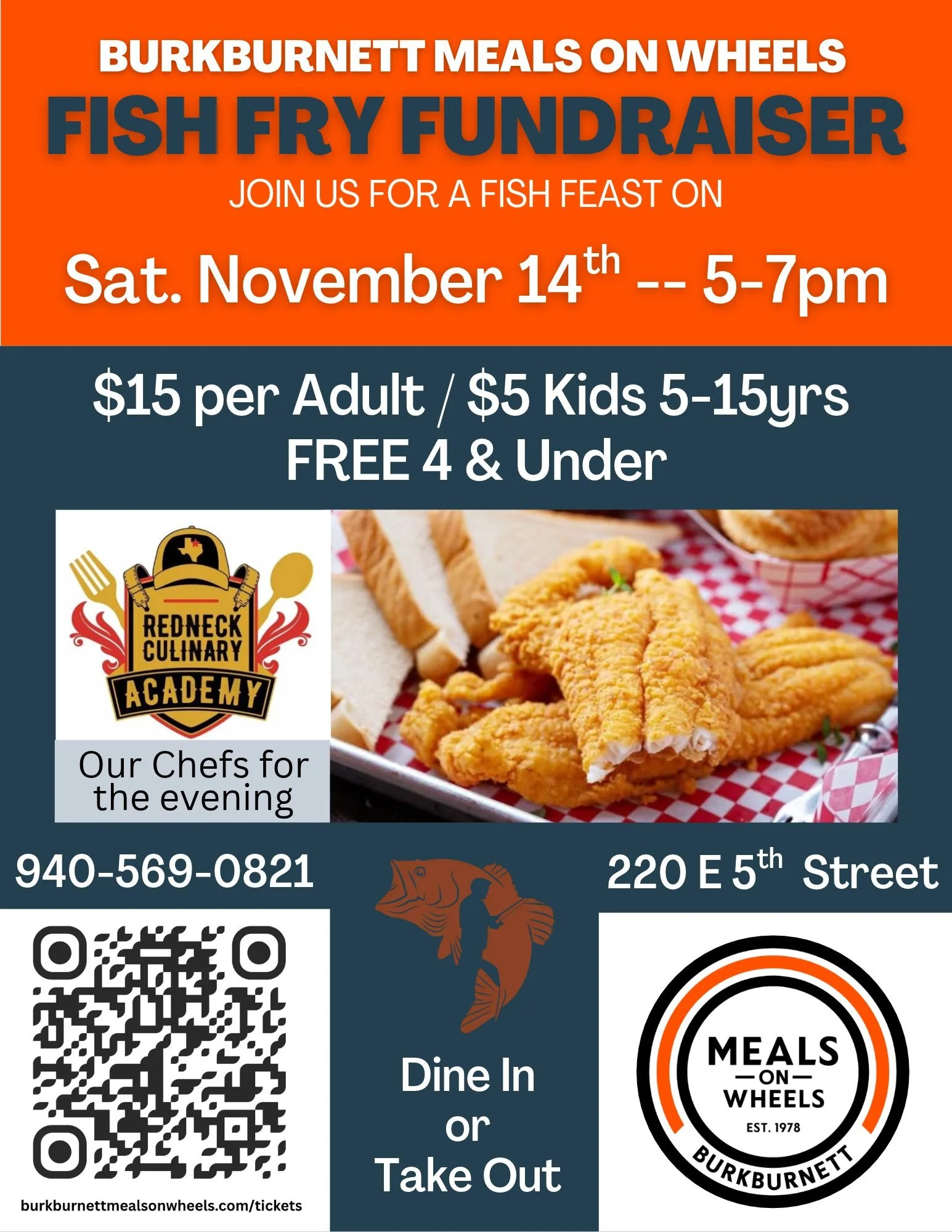 KID TICKETS($5): for 2026 FISH FEST: Burkburnett Meals on Wheels Fish Fry Fundraiser