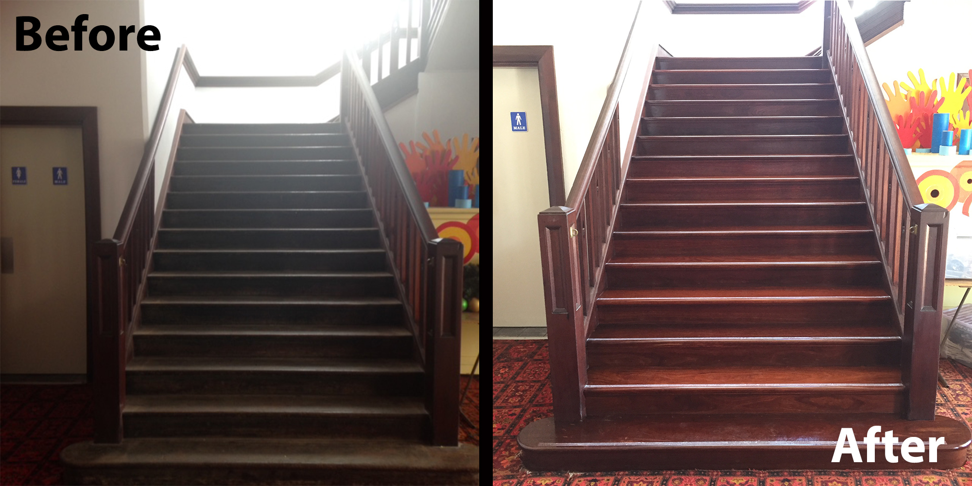 refurbished timber stairs before and after