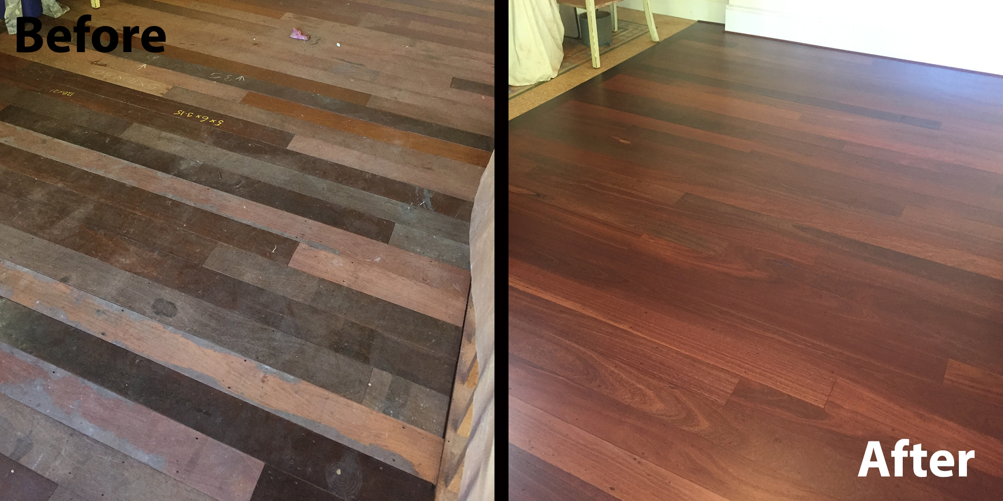 old hardwood floor renewed by WA Hardwood Floors