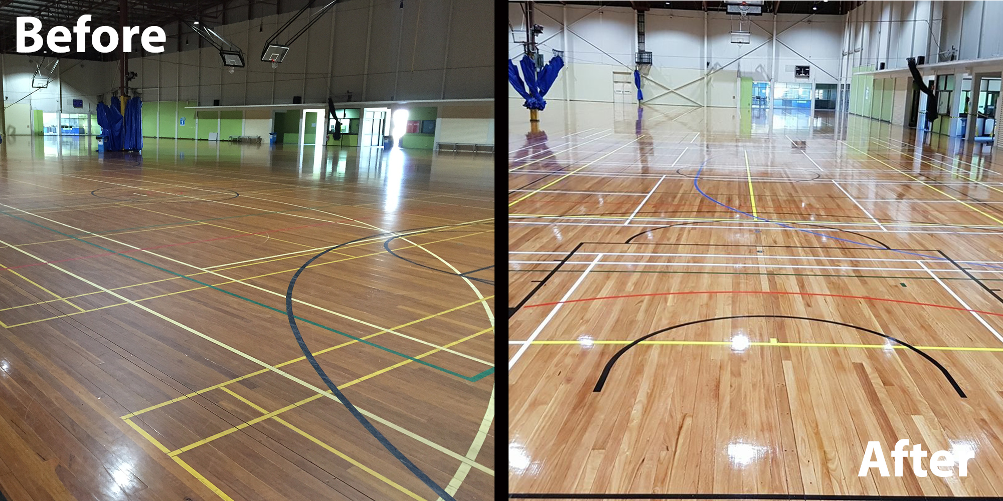 basketball court timber sprung flooring renewed and refreshed