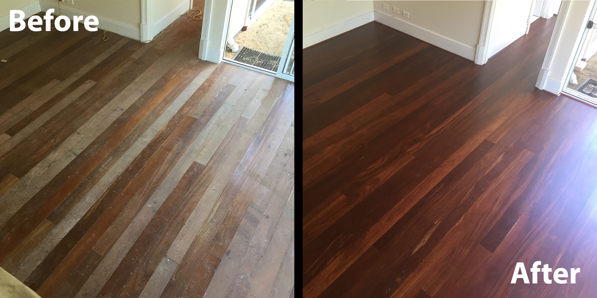 domestic old timber floor renewed and polished