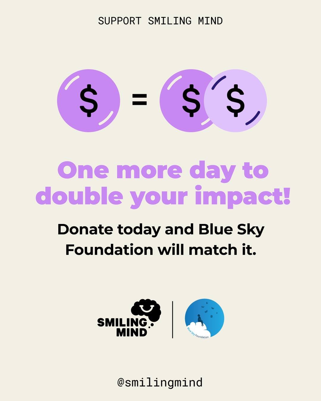 One more day to make twice the difference! 💙
Donate now and  Blue Sky Foundation will match your gift, dollar for dollar.
Together, we can create a future where every child has the skills to stay mentally healthy.
✨Donate today &mdash; link in bio.