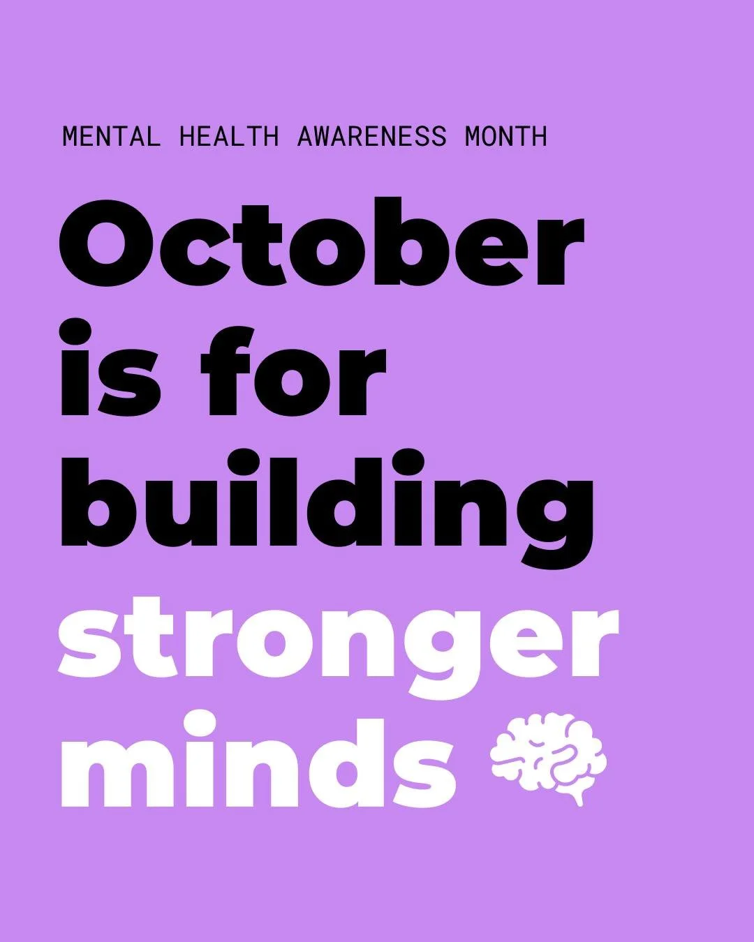 ✨ October is Mental Health Awareness Month, a chance to celebrate how we can all build stronger, healthier minds! 🙌

Just like we train different muscles for physical fitness, we can practise a range of skills to strengthen our mental fitness. And t