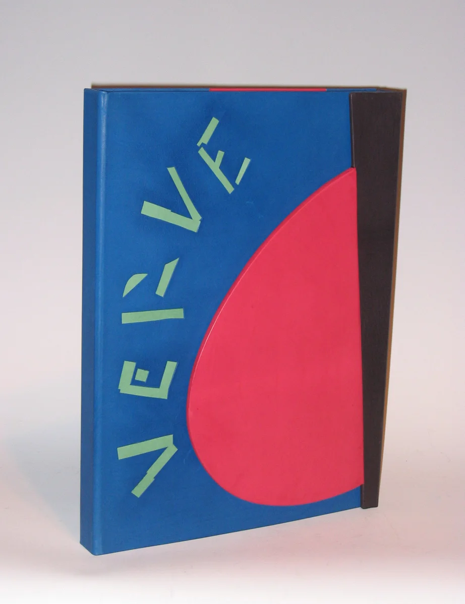 ENCLOSURE FOR "VERVE" MAGAZINE #8 (H:15 1/4" X :W:11 1/2" X D:1 5/8"; hand dyed calf leather, inlays)