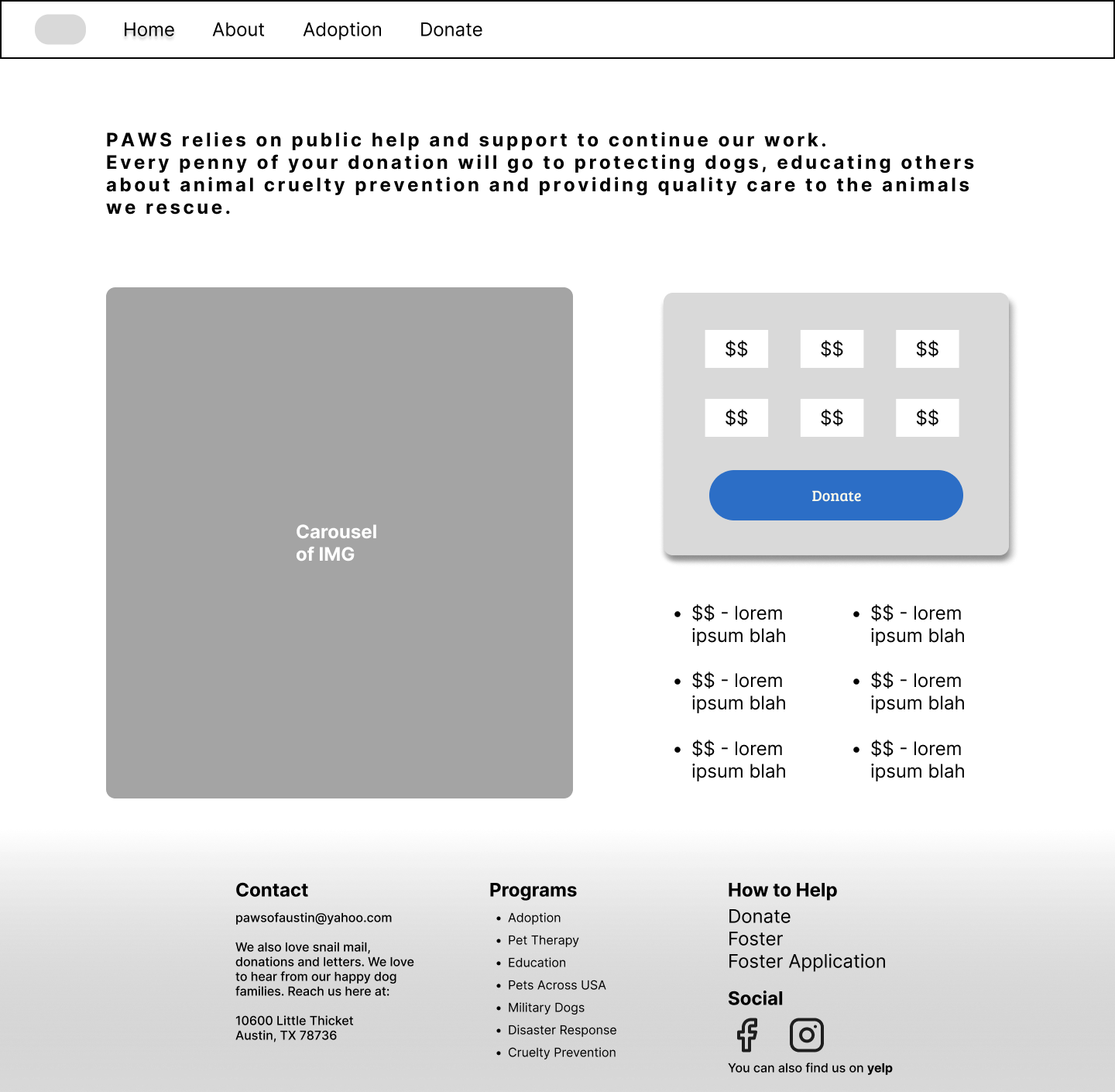 MId-fidelity Donation Page