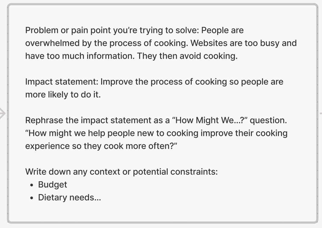 User impact statement made through user research