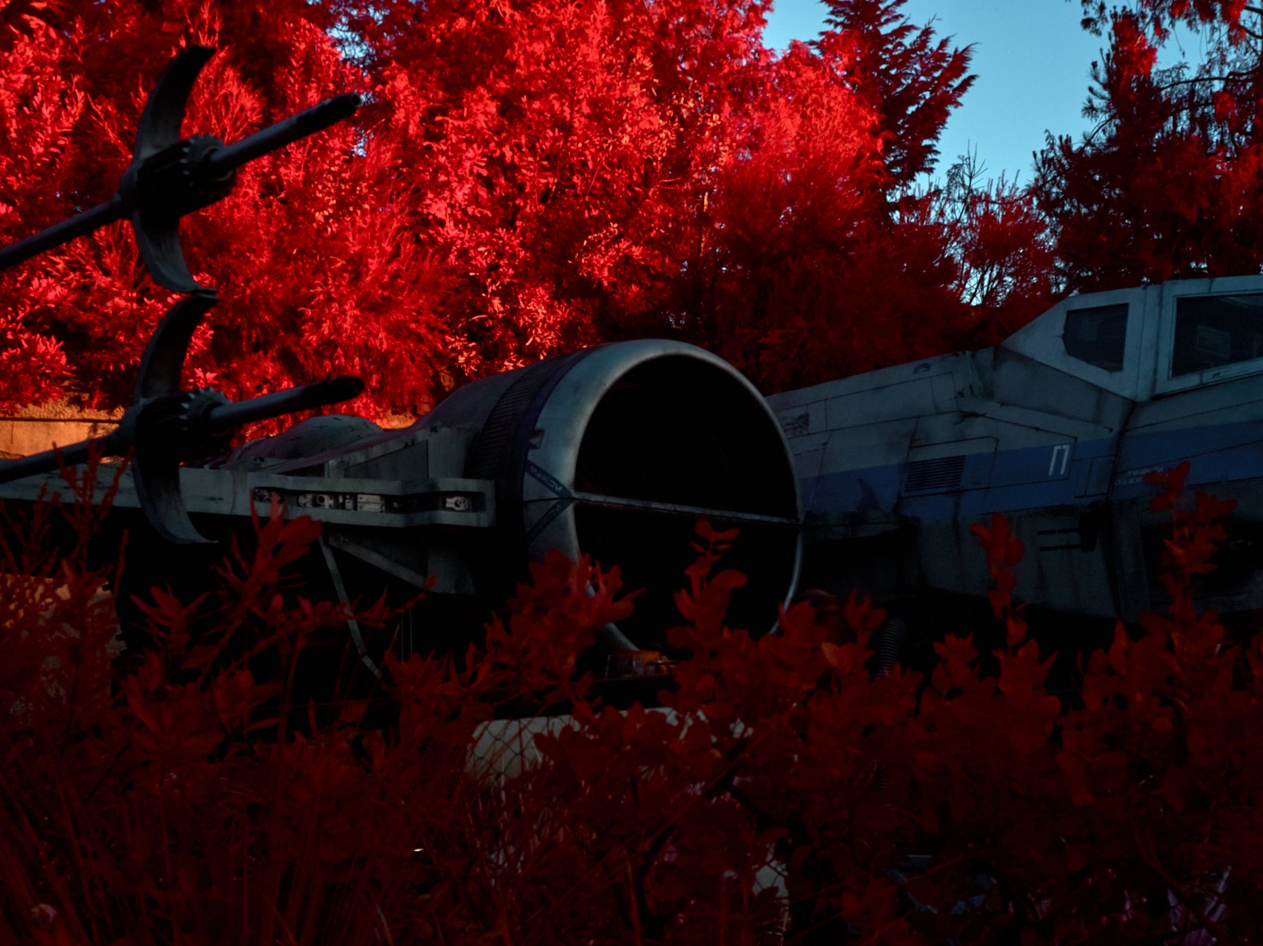  The X-Wing spacecraft docked at Galaxies Edge at Disneyland California.