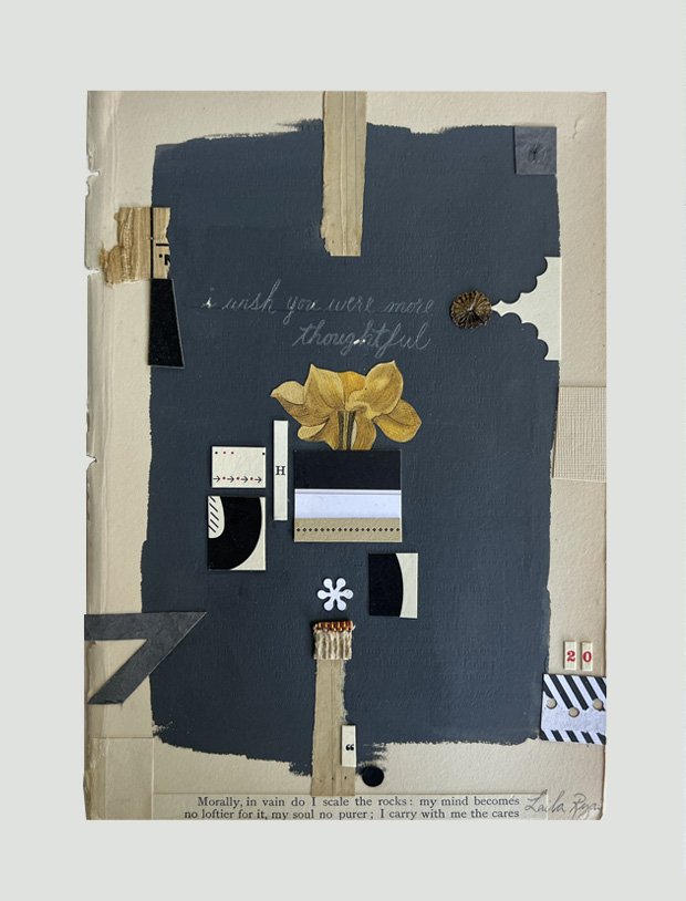  FORCES  COLLAGE &amp; ACRYLIC ON VINTAGE BOOK PAGE  6" X 8.375" | AVAILABLE 