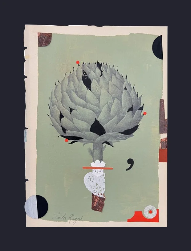  LACED  COLLAGE &amp; ACRYLIC ON VINTAGE BOOK PAGE  6" X 8.375" | AVAILABLE 