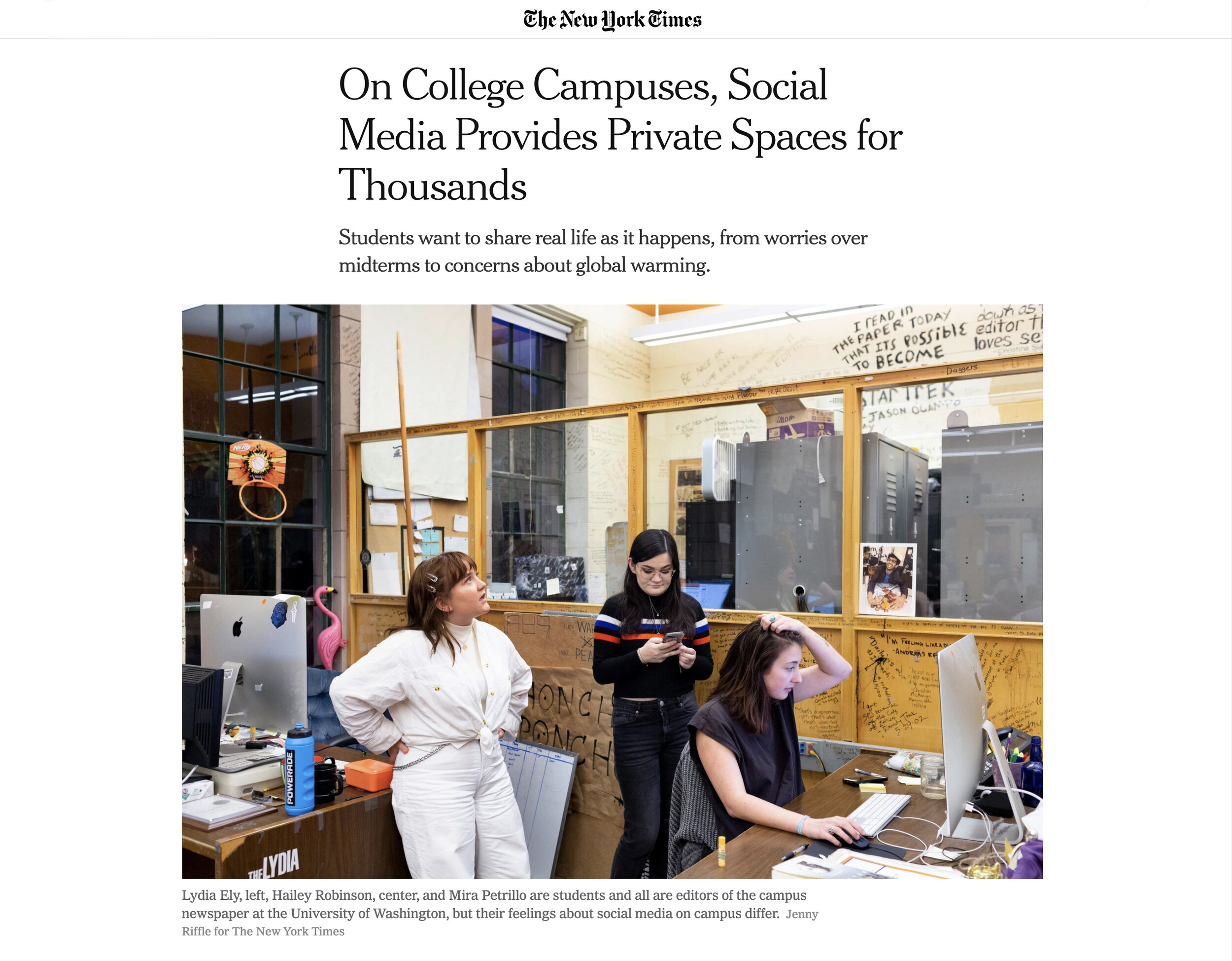 Students at UW for The New York Times