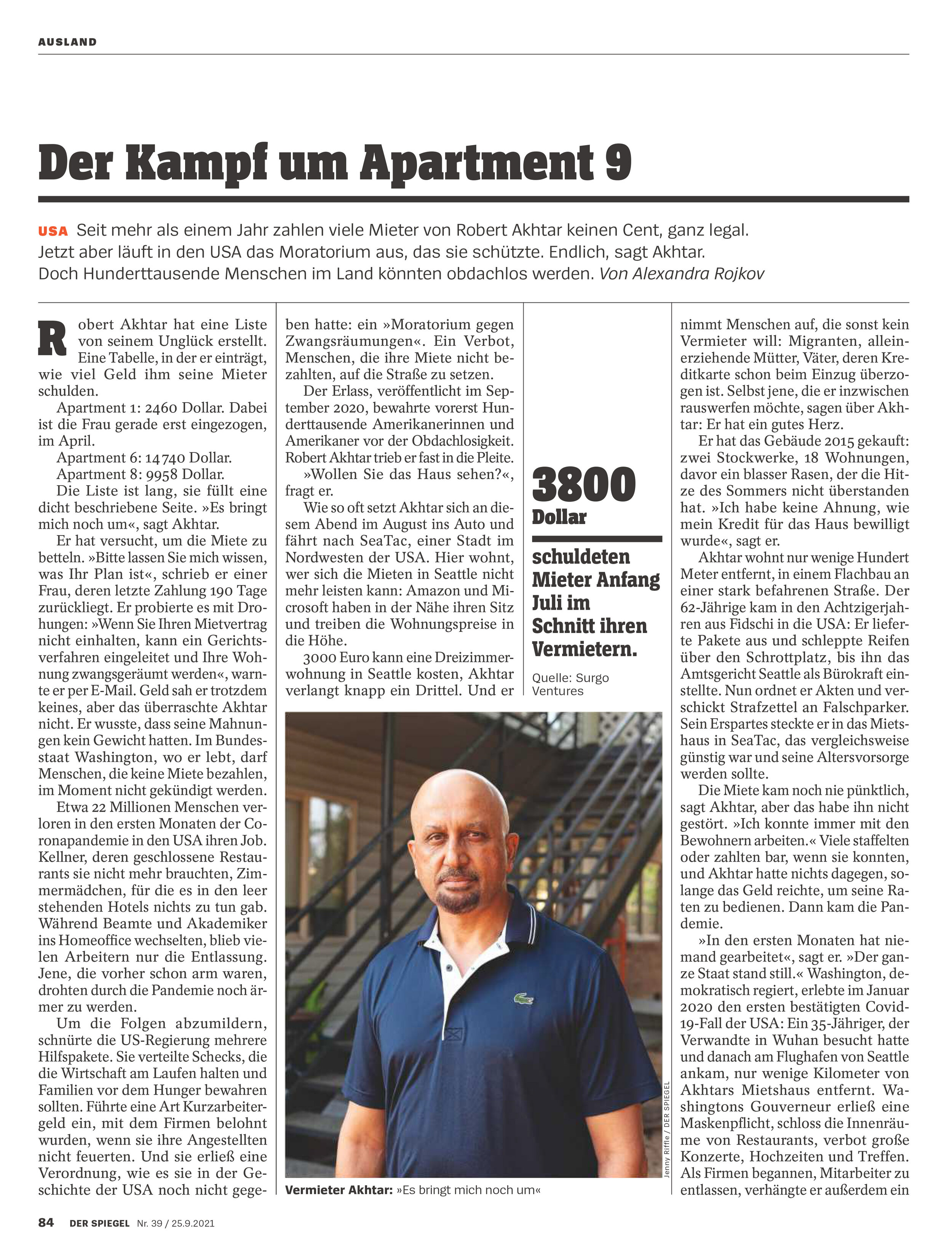 Rent Moratorium for Der Spiegel