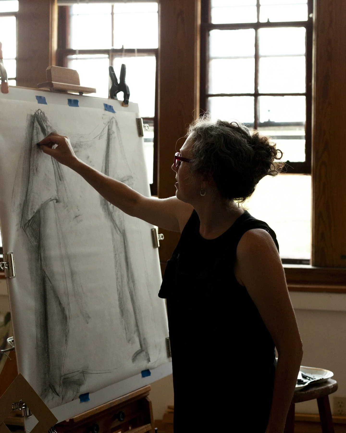 Carrie Mae Smith at work in her studio, Gilbertsville, NY