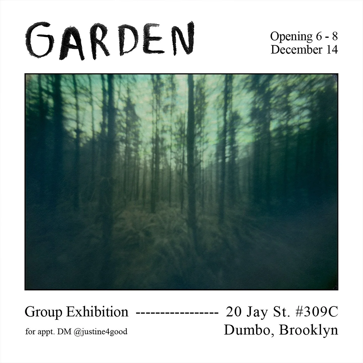 𝓖𝓪𝓻𝓭𝓮𝓷 Dec 14th 6-8pm. Excited to have work in a group show this month at Justine Kurland Studio in Brooklyn with an amazing group of artists! 

@indigonyx
@iseeyouiloveyou
@jennycalivas
@jennyriffle
@graylen.gatewood
@katherinefinkelstein
@lev