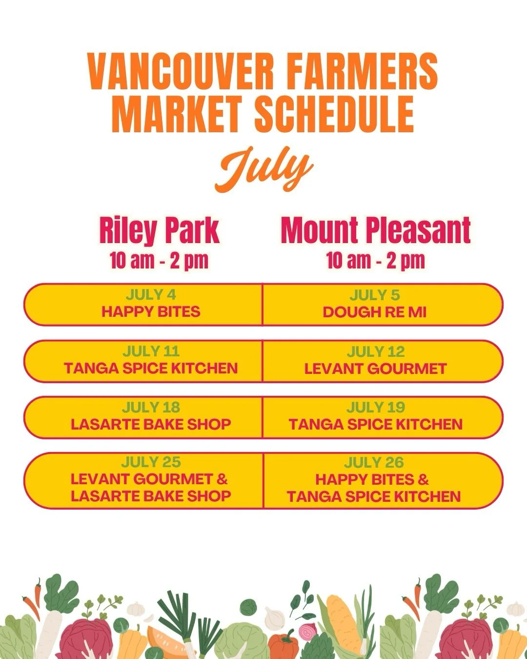 Our Dream Cuisines 2026 Cohort will be at @vanmarkets every weekend this summer, bringing heritage recipes, handmade treats, and bold new flavours to the table. 🌞 

This weekend, find:
🍡 Veronica from Happy Bites - indulge in Colombian-inspired bak
