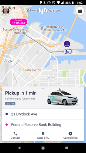 写真は、TechCrunch ' Lyft's self-driving pilot with nuTonomy begins rolling out in Boston '