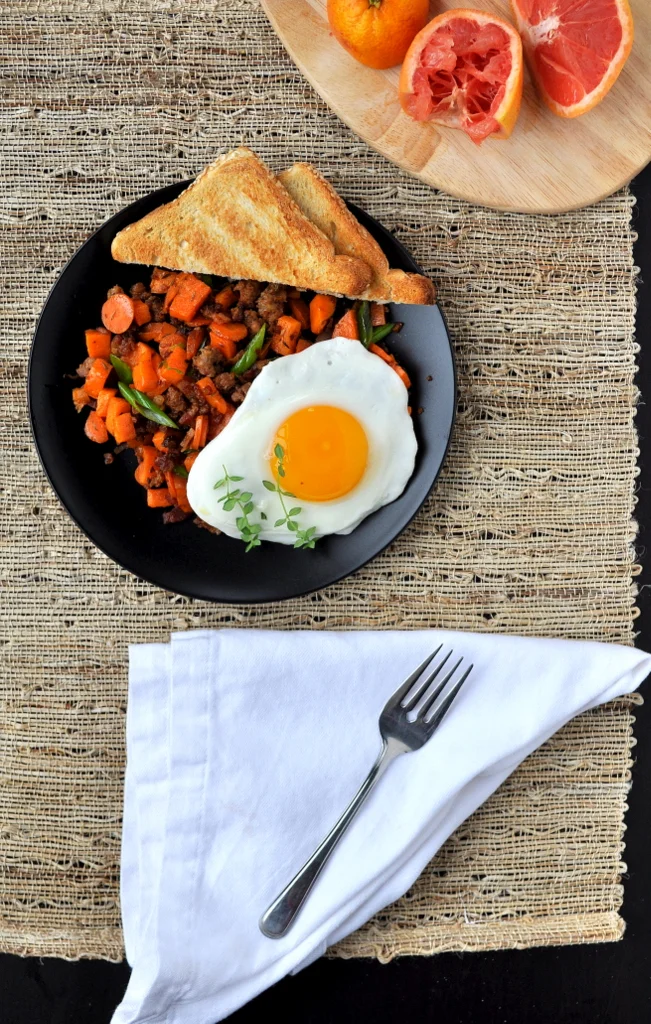 Sweet Potato Chorizo Breakfast Hash with a Citrus Splash