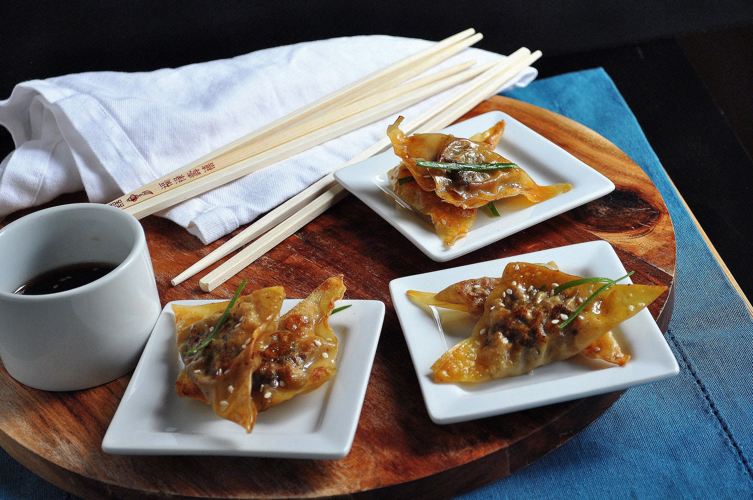 beef and mushroom pot stickers