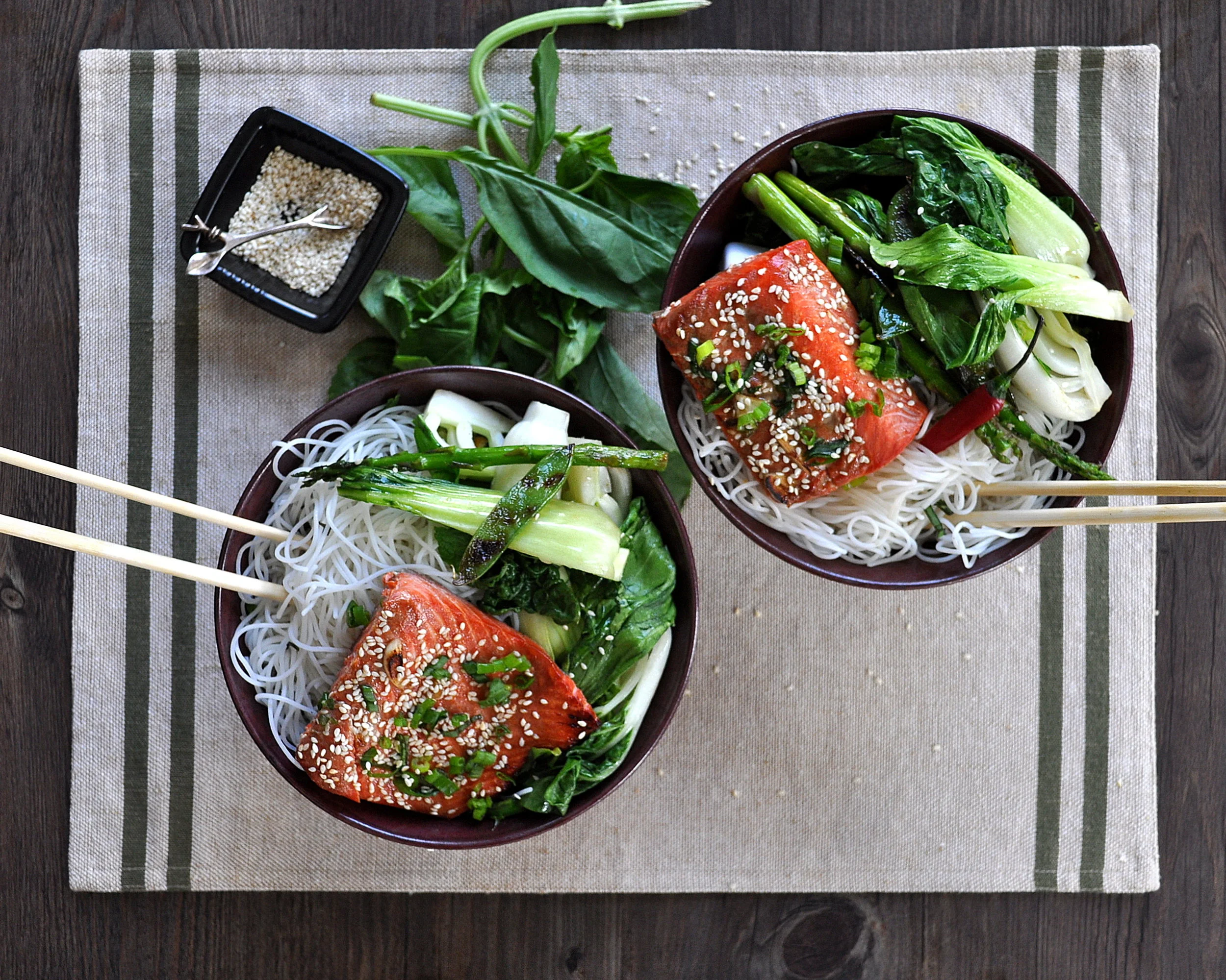 Soy Glazed Salmon with Veggies & Rice Noodles by Food Well Said