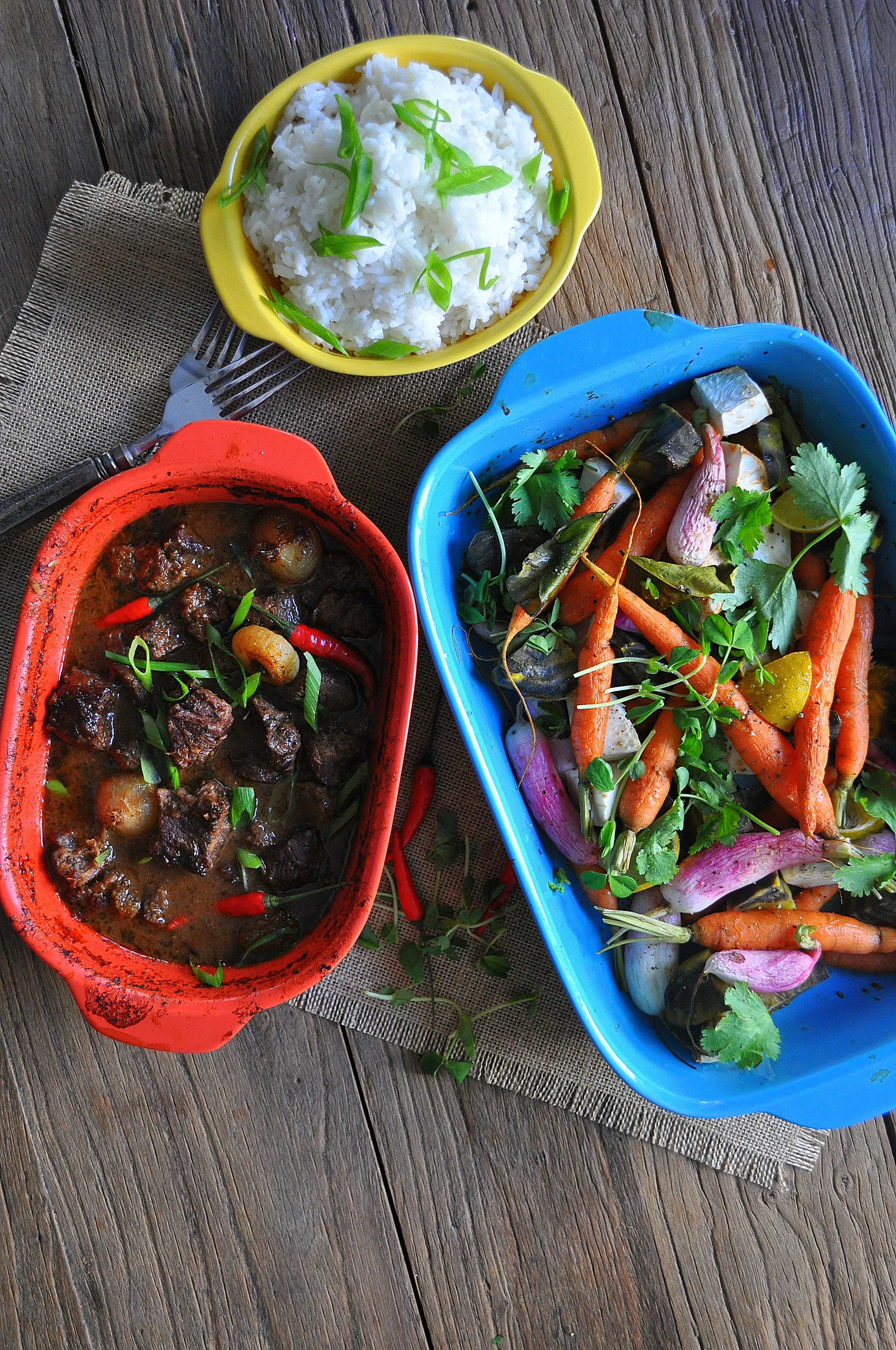 Lemongrass Beef Stew with Roasted Root Vegetables
