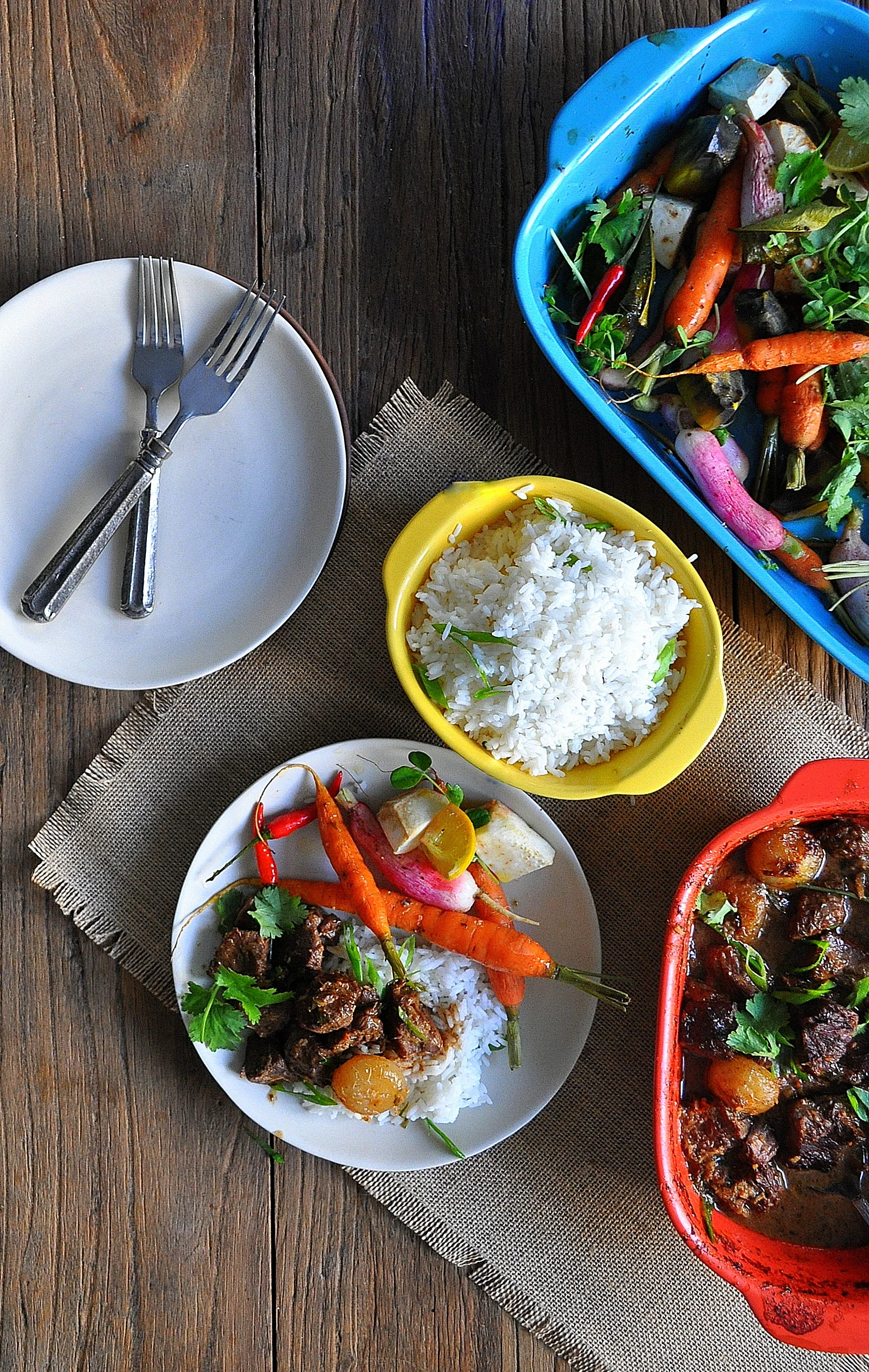 Lemongrass Beef Stew with Roasted Root Vegetables