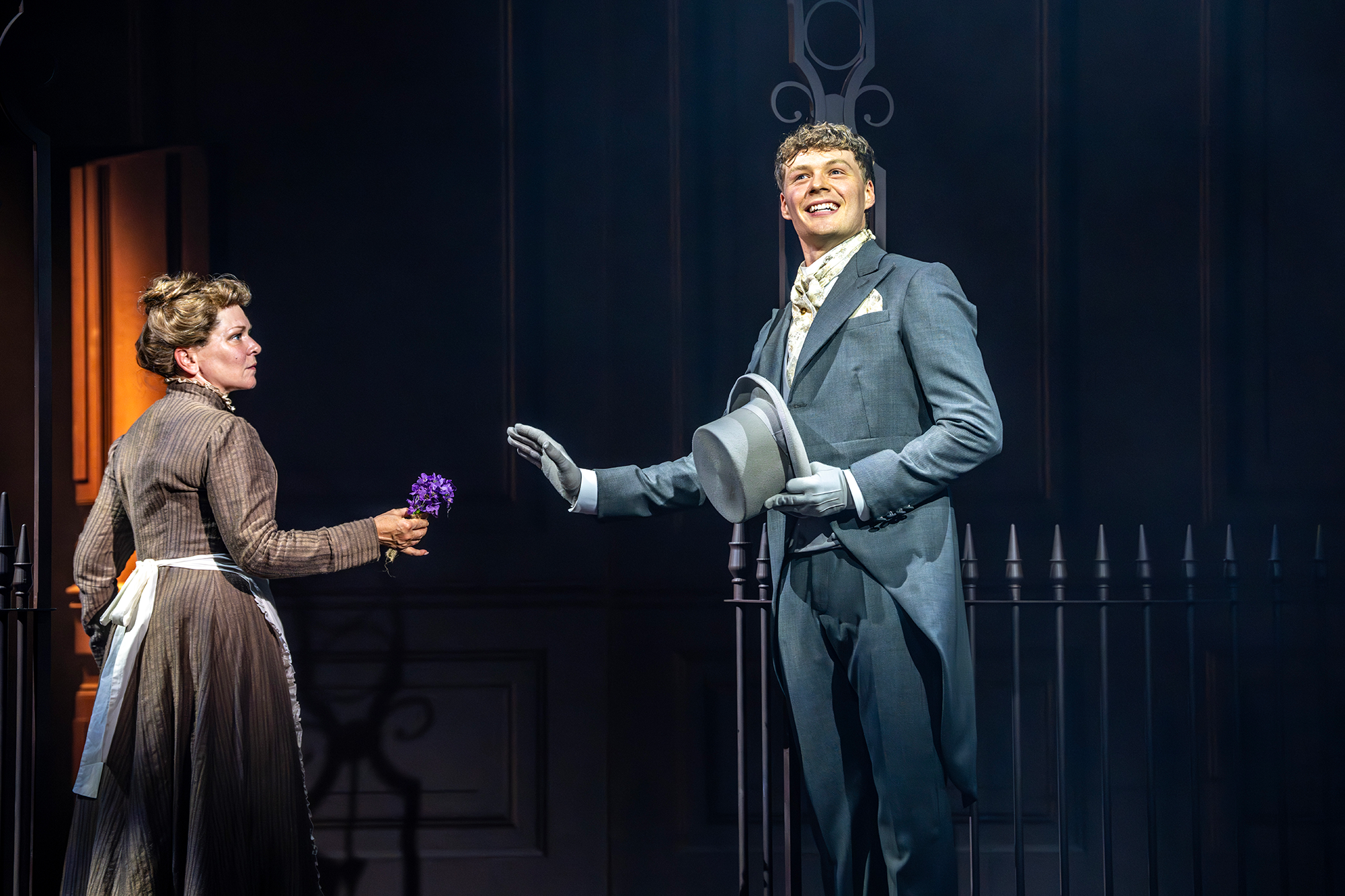 Finty Williams (Mrs Pearce) & Ben Culleton (Freddy Eynsford-Hill) in My Fair Lady at Chichester Festival Theatre Photo Johan Persson-03720.png