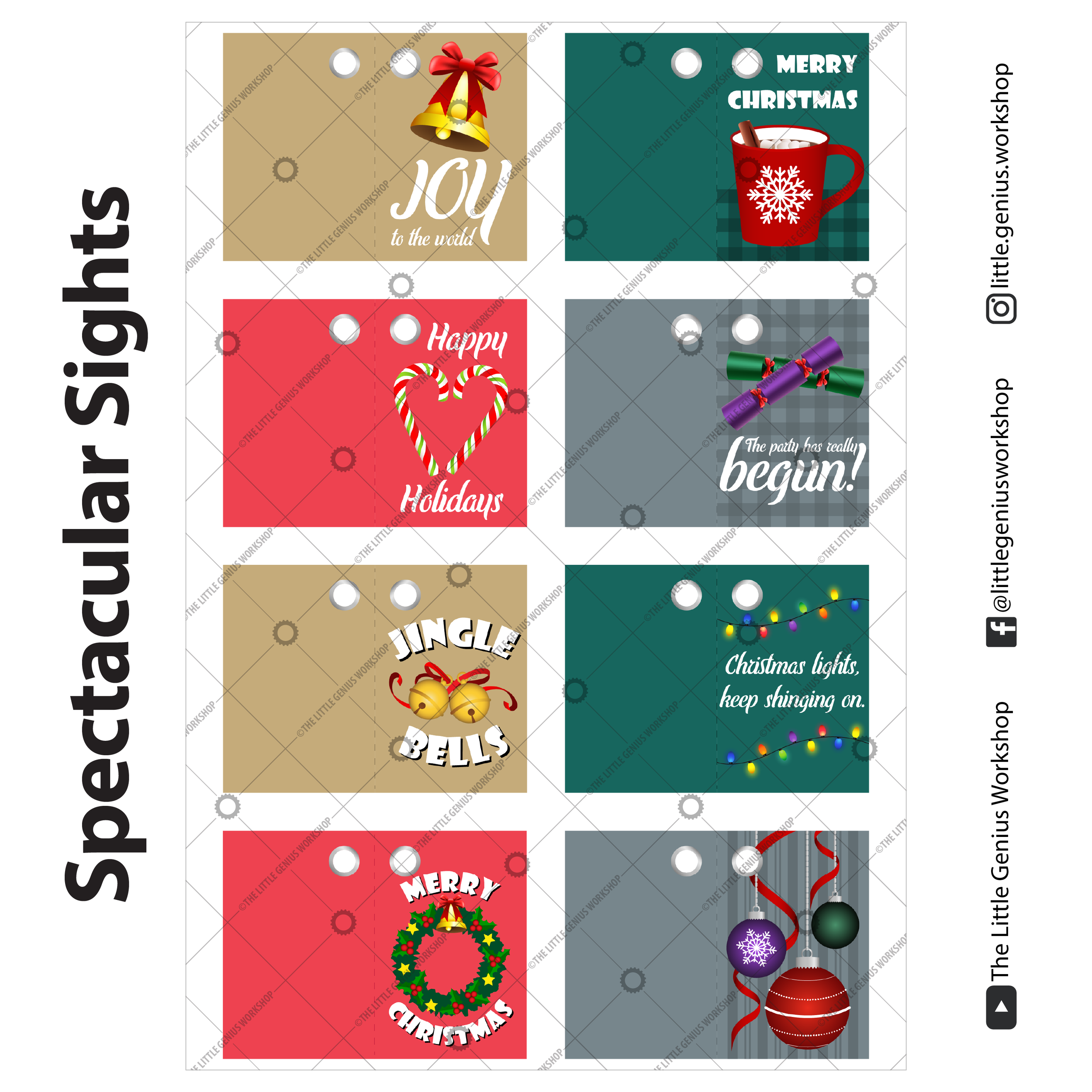 Christmas Gift Tags - Spectacular Sights (Half Fold)