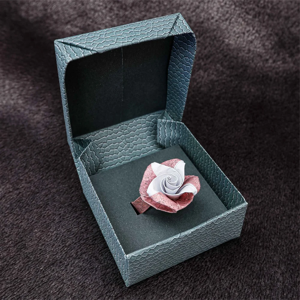 DIY Ring Box (Grey Leather) Rose Ring — The Little Genius Workshop