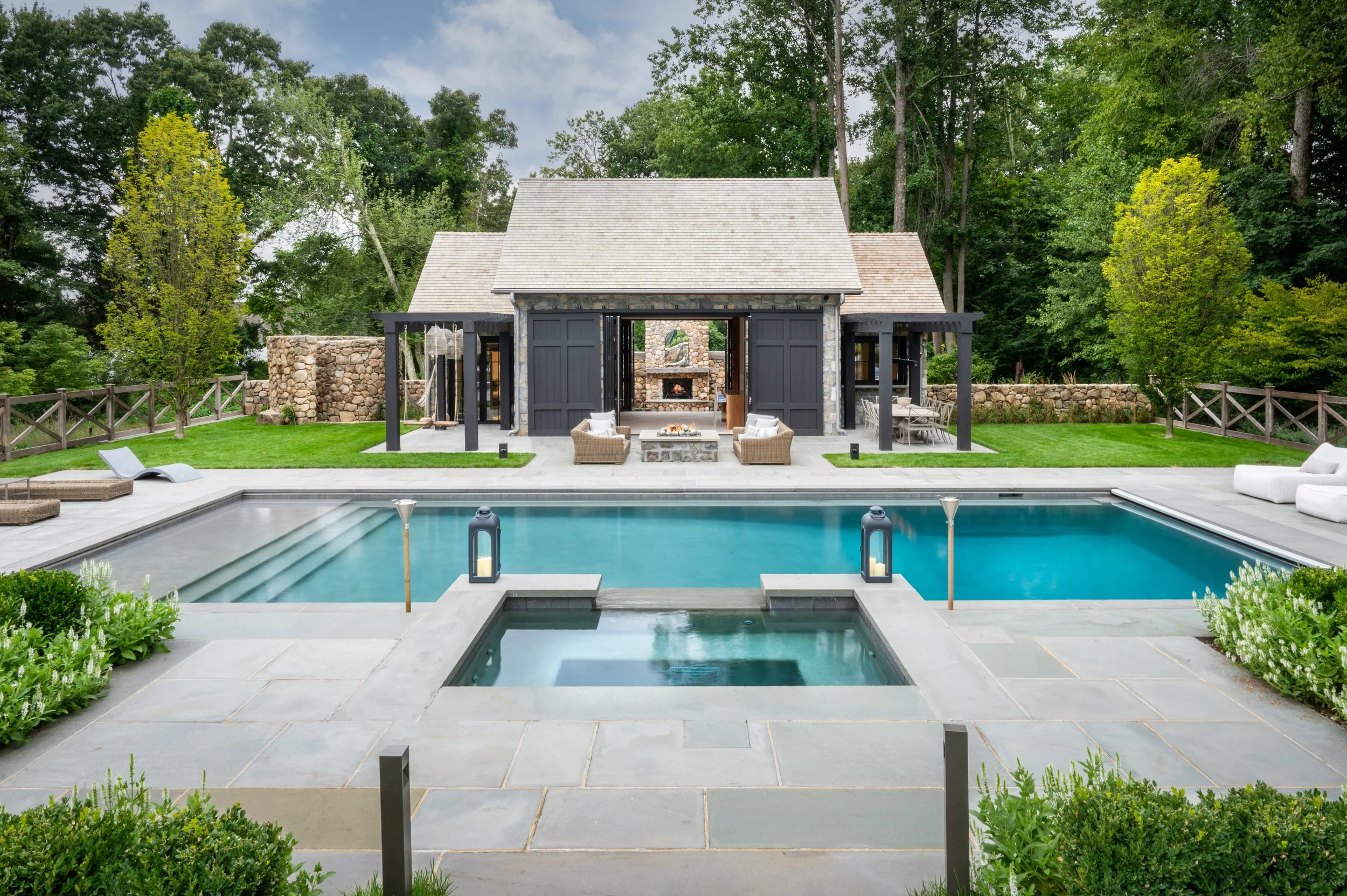 A new custom pool house in New Canaan, CT