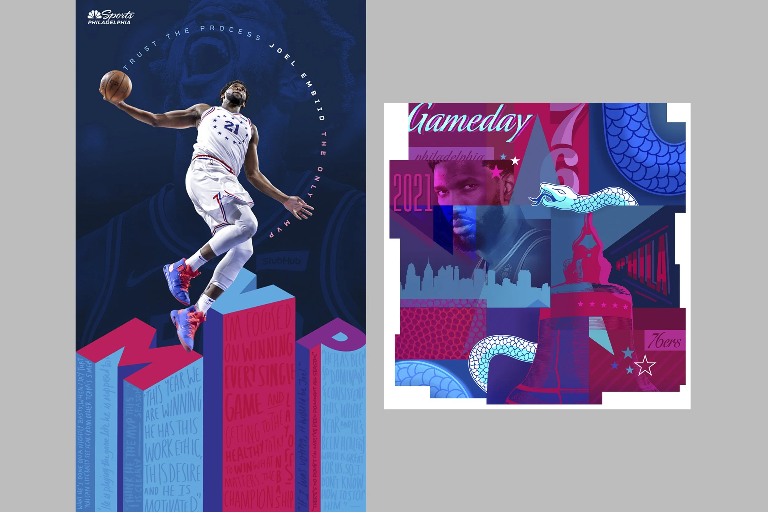  Social media graphics highlighting  Joel Embiid  