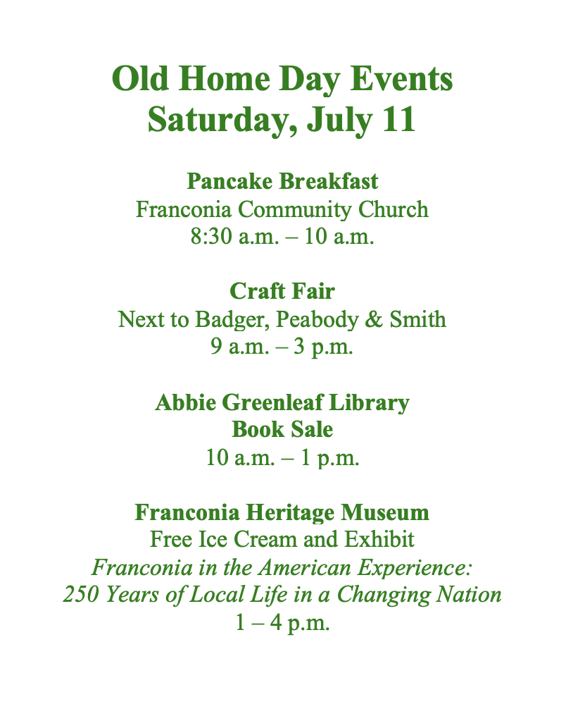 Old Home Day, July 11, 2026
