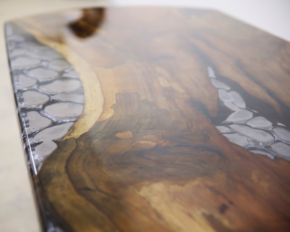 Pecan Wood Live Edge & Textured Epoxy Dining Table — Jonny Builds