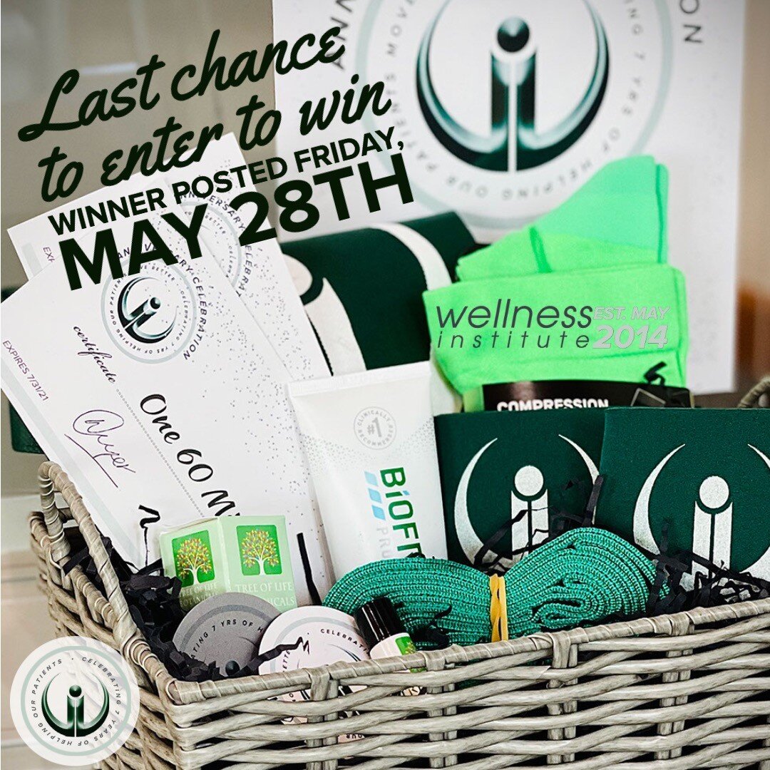 Celebrating 7 years of positive patient outcomes in physical therapy with a gift basket giveaway! Follow us for a chance to win a 60 min massage, 1 month of infrared sauna use, CBD oil &amp; CBD chapstick, a stretch strap, Biofreeze, and compression 