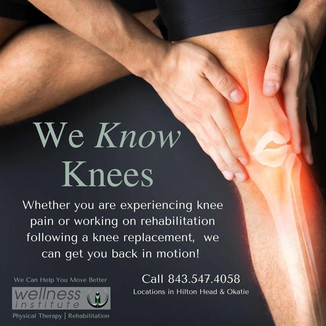 Knee Pain? Or Knee Replacement? Call us today 843.547.4058 to schedule your appointment with one of our Fellowship Trained Manual Therapists and get your life back in motion. #Wecanhelp youmovebetter #physicaltherapy #bestofbluffton #hiltonhead #reha