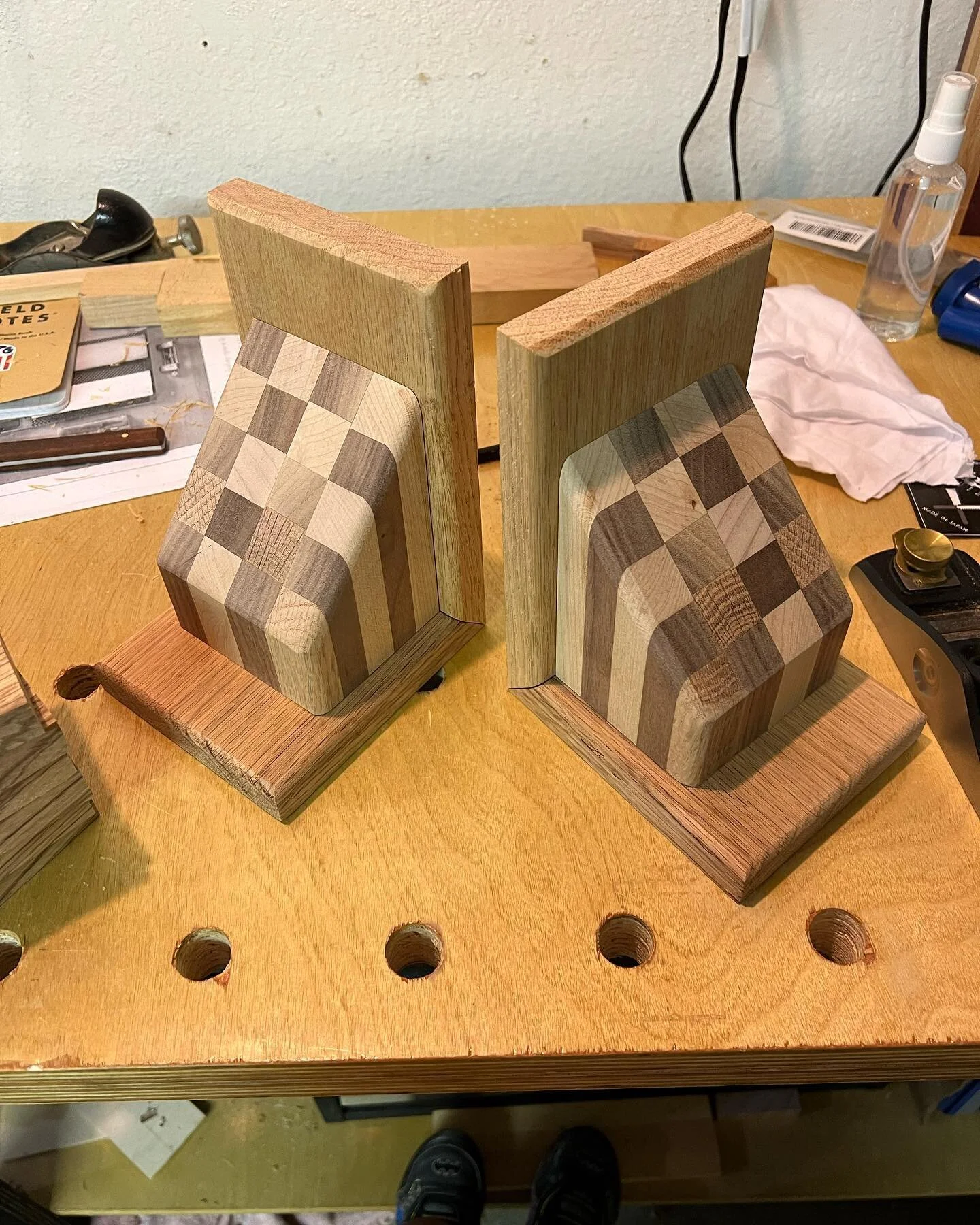 Another pair of bookends ready for finish #woodworking #woodworker #bookends #bookshelf