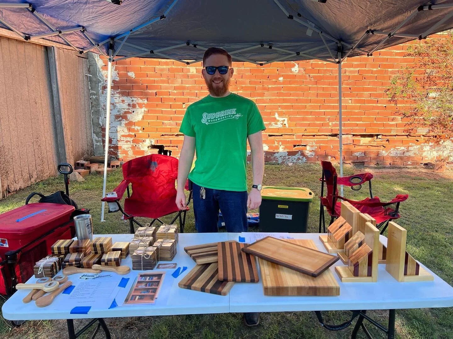 Hey, O&rsquo;Donnell! We are at the Cotton Festival. Come see us!! #woodworking #woodworker #homedecor #bookcase