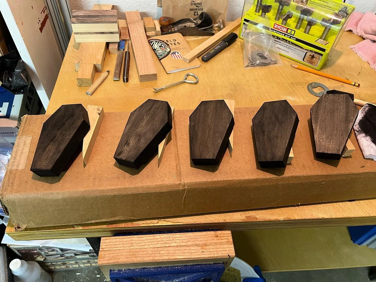 Some coffin bottle openers in the works for Halloween #woodworking #woodworker #bottleopener #beer #homedecor