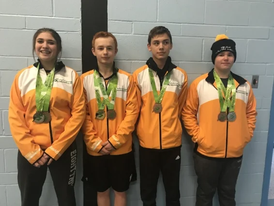 The Four Moose Javian Wrestlers and Their New Jewelry Hannah Watt, Kyle Yamniuk, Justin Wiens and Connor Rowsell