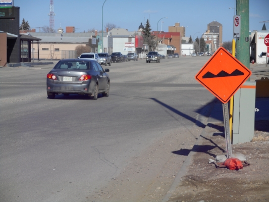 Photo Credit - Rough Road signs now greet drivers.