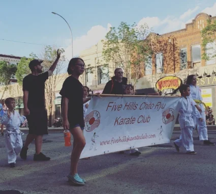 Real life ninjas, Colin Rosnes led his Five Hills Chito Ryu Karate Club kids.