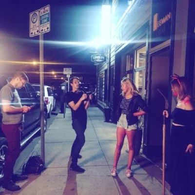 From left to right: Dustan Hlady, Jeremy Ratzlaff, Christina Persson (the lead actress)