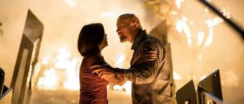 Neve Campbell and Dwayne Johnson
